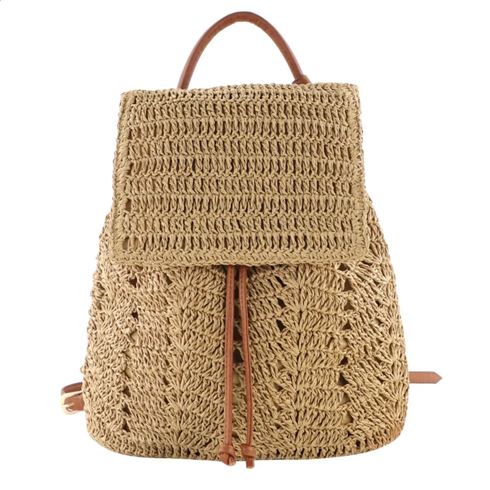 Damen Stroh Sommer Boho Bohemian Hohl Schultertasche Hobo Häkeln Reisetaschen für Frauen Gestrickter Strandrucksack 240907_voghion.com