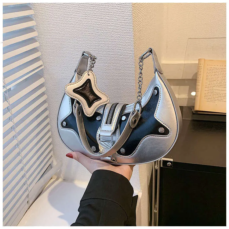 Y2k Shoulder Premium Pu Leather Mixed Color Rivet Fashion Handbag Retro Designer Women's Wallet Street Dressing Bag_voghion.com