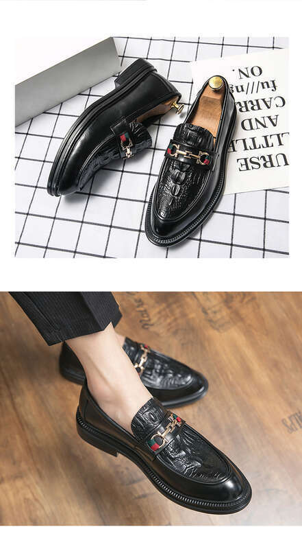 Herbstmode Trend Spitz Casual Leder Britischen Retro Lazy Business Bean Herrenschuhe_voghion.com
