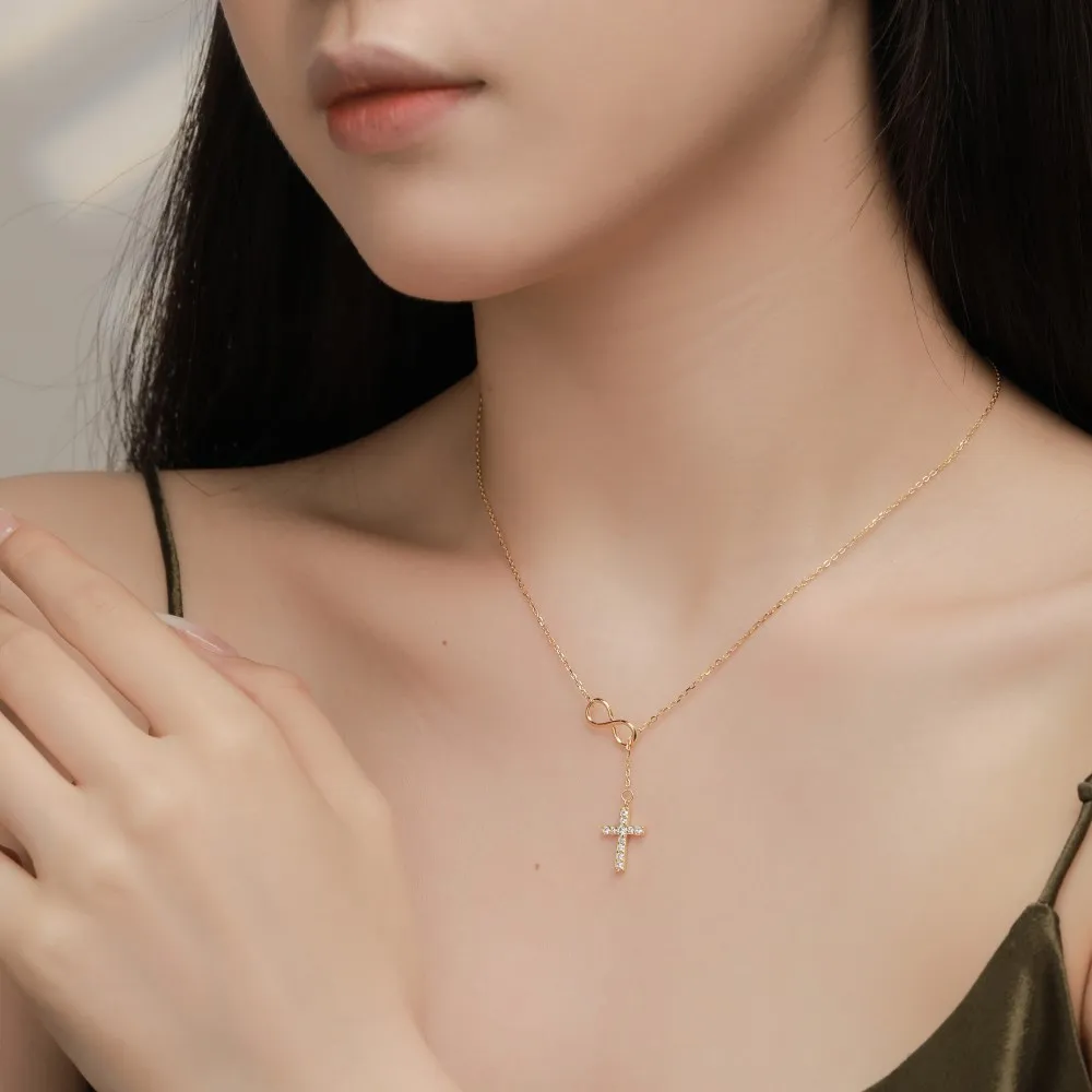 Collier en croix de couleur HX Sier, petit et micro ensemble, pendentif en zircon, chaîne personnalisée, collier tendance_voghion.com