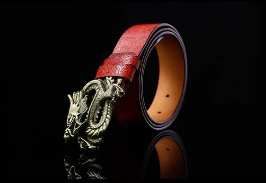 Naujo stiliaus, aukštos kokybės, firminio dizainerio diržai su vario drakono sagtimi vyrams ir moterims, juosmens diržas su natūralia oda_voghion.com