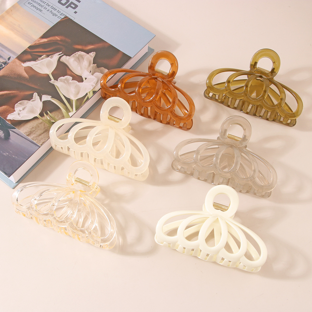 Guanyang cross-border new large jelly pumpkin clip hollow net red hair grab back of the head hair shark clip accessories_voghion.com