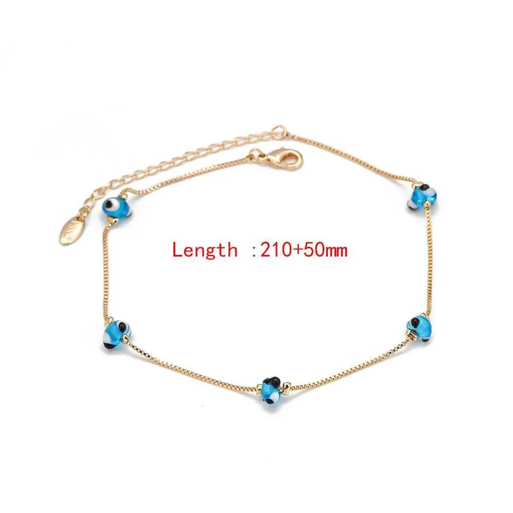 Verižice za gleženj, modre kroglice Trkiye Evil Eye, zlate kroglice, nastavljiva zapestnica za ženske, nakit BE25L2403_voghion.com
