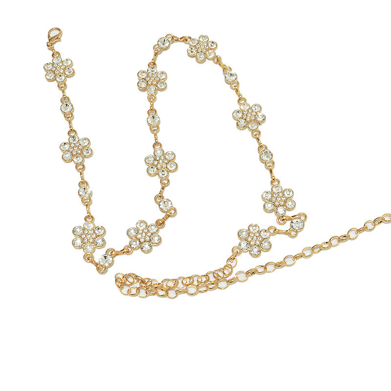 Korean version sweet fresh cha, fashionable and versatile women's water diamond studded metal th waist belt body_voghion.com