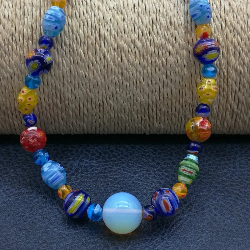 Ketten Mode Rad Millefiori Murano Glas Halskette 6-14mm_voghion.com