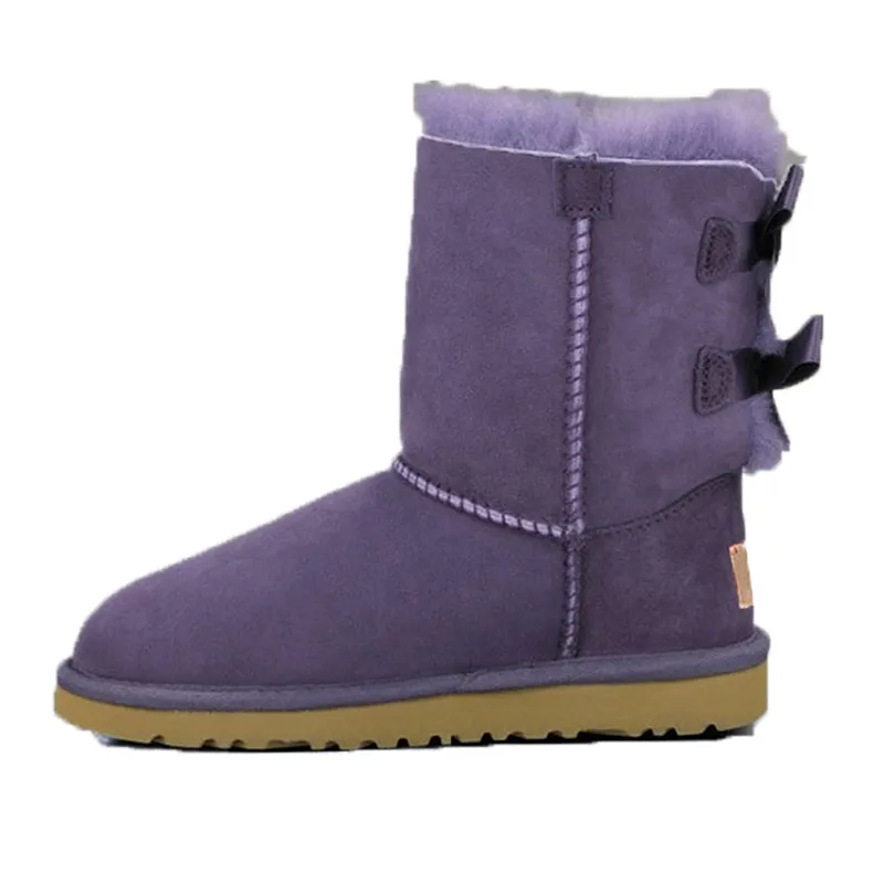 Boots Australia Designer Womens Girls Ankle Winter Snow Boot Slip-On fur Leather Ladies Booties Bailey Bow Chesut Black_voghion.com