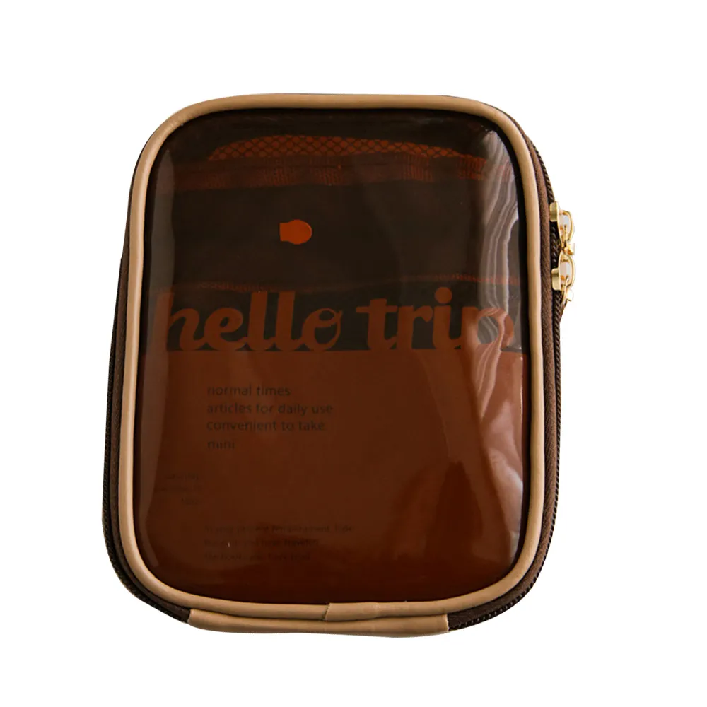 Mini trousse de voyage transparente Portbale, petite trousse de maquillage mignonne, trousse de toilette à fermeture éclair, pochette de rangement pour femmes_voghion.com