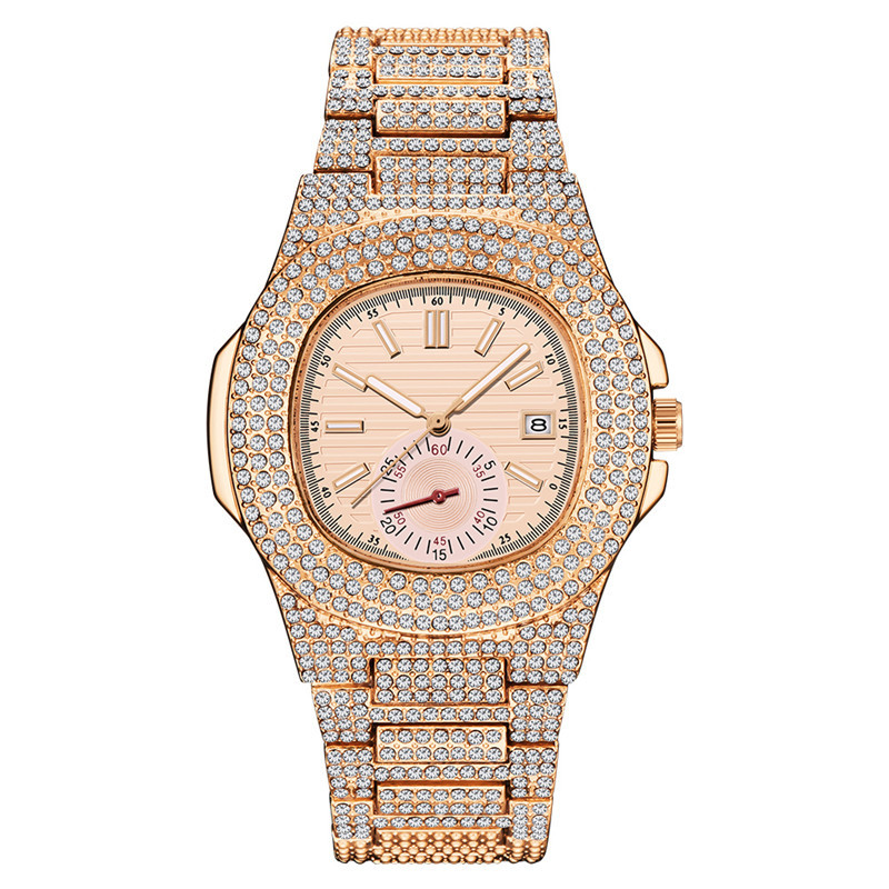 Huaqiangbei Hip Hop Guldkalender Quartz Ny Diamantset Herrklocka Generation_voghion.com