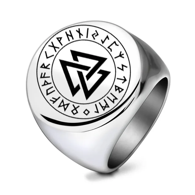 Ready Stock Herren Wikinger Schrift Griechisch Edelstahl Rune Irischer ewiger Dreiecksknoten Schmuck Punk Zeichen Charms Ringe Zubehör_voghion.com