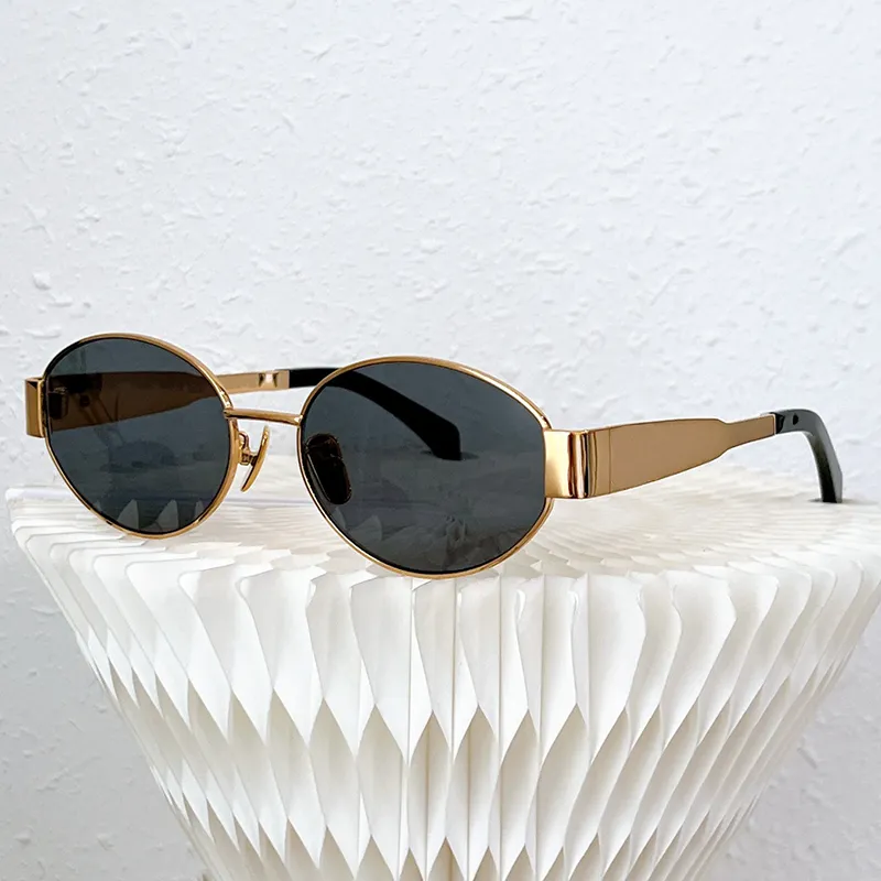 Sunglasses Luxury Designer Metal Oval Frame Uv400 Protection_voghion.com