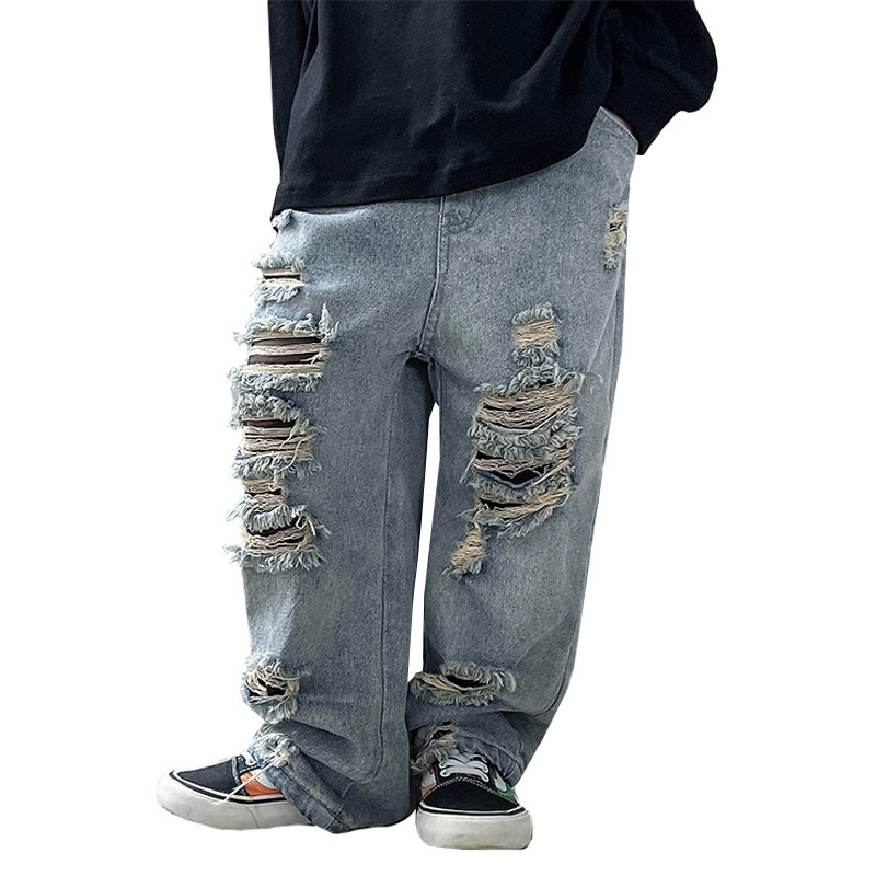 Mutter & Kinder Kinder jeans Jungen mode zerrissene hosen Baby hosen Hipster kinder hosen_voghion.com