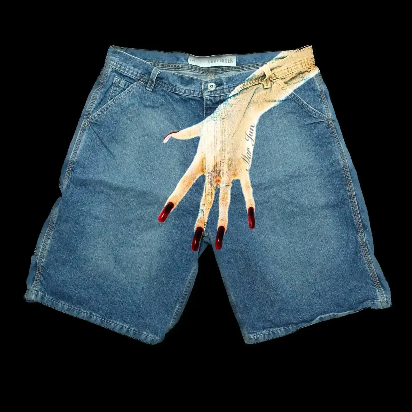 Pantaloni da ginnastica Haruku Y2K in denim largo con stampa di palme blu vintage da uomo, pantaloni da tuta streetwear gotici con grafica da uomo_voghion.com