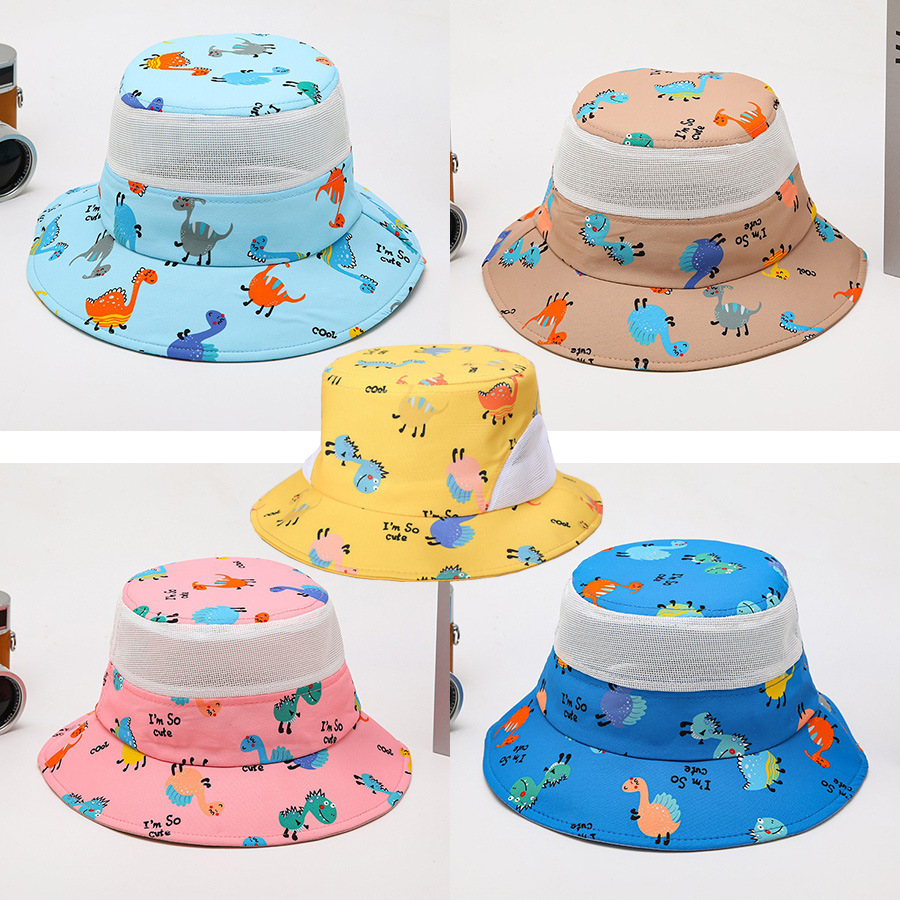 Vissershoed voor kinderen lente en zomer cartoon dinosaurus nieuwe buitensport zonnehoed jongens en meisjes hoed groothandel_voghion.com