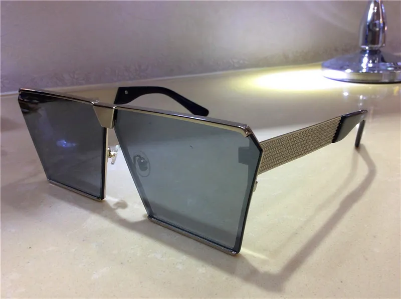 Designer Men's Square Sunglasses Oversized Shiny Mirror Lens Style_voghion.com
