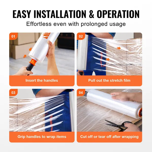 Pellicola estensibile VEVOR, 15 pollici x 1200 piedi, 1 confezione, rotolo di pellicola estensibile trasparente e resistente per uso industriale calibro 80, pellicola estensibile termoretraibile per impieghi gravosi_voghion.com