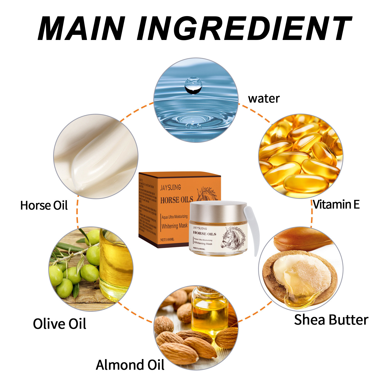 Jayswing Horse Oil Whitening Hydratiséiert d'Haut fest, befeuchtend a schlofend Gesiichtsmask Gel_voghion.com