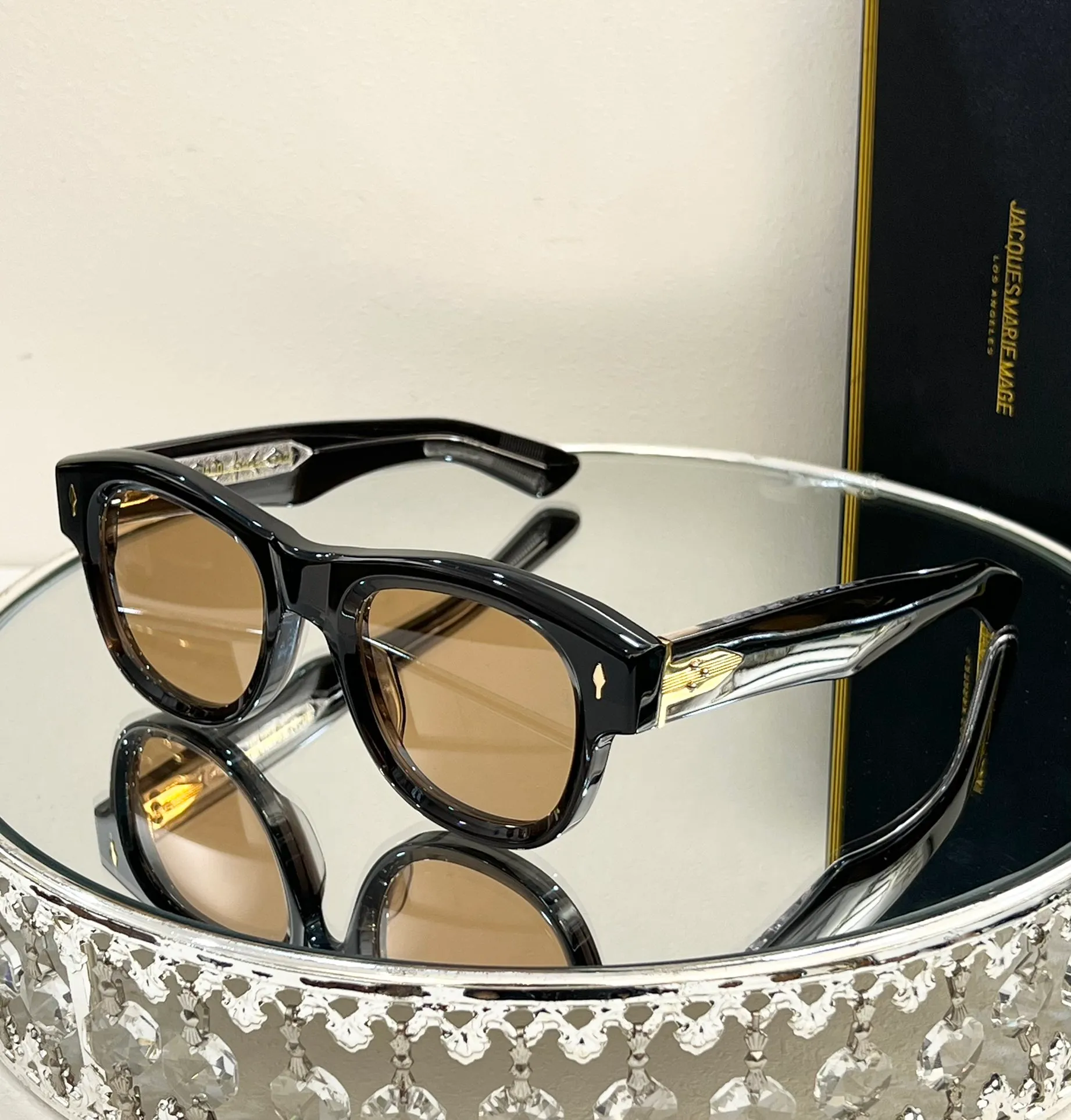 jacquemuly Per donna Estate 001 Quadrato rettangolare Nero Grigio lucido 53 mm Occhiali da sole da donna Occhiali moda Casuale_voghion.com