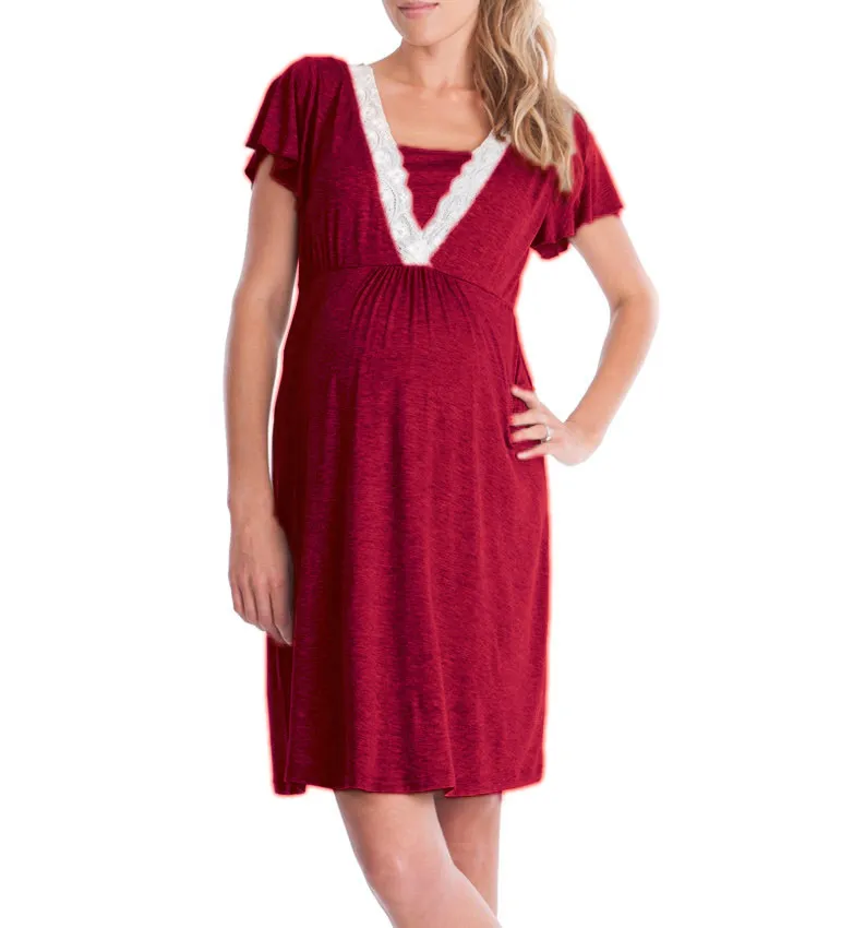 Pregnancy Nursing Clothes Women Lactation Maternity Dresses Clothing for Breastfeeding Pregnant Summer Dress_voghion.com