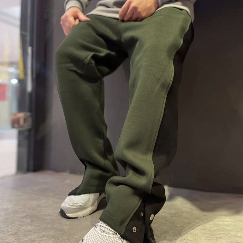Spring And Autumn Men's Casual Brand Loose Oversized Sports Pants Trendy Color Matching Straight Tube_voghion.com