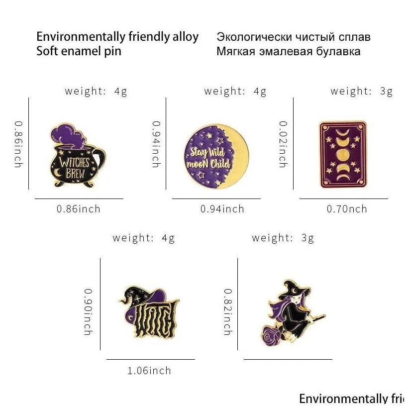 Funny Magic Potion Hat Enamel Pins Vintage Witch Badge Jewelry_voghion.com