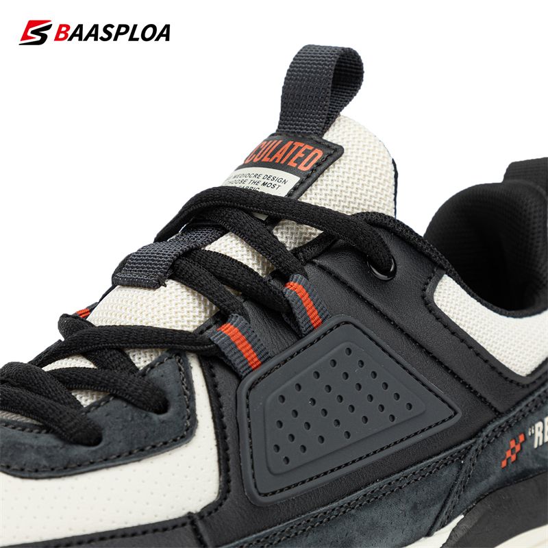 Baasploa Men Sport Leather Casual Fashion Waterproof Lightweight Sneakers Non-slip Walking Shoes Male Sneaker_voghion.com
