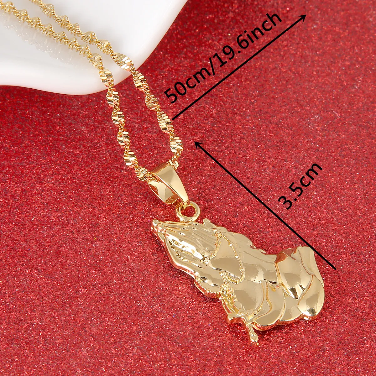 Chaînes en acier inoxydable Pendentifs mains en prière Colliers Hip Hop Croix Chaîne Bijoux_voghion.com