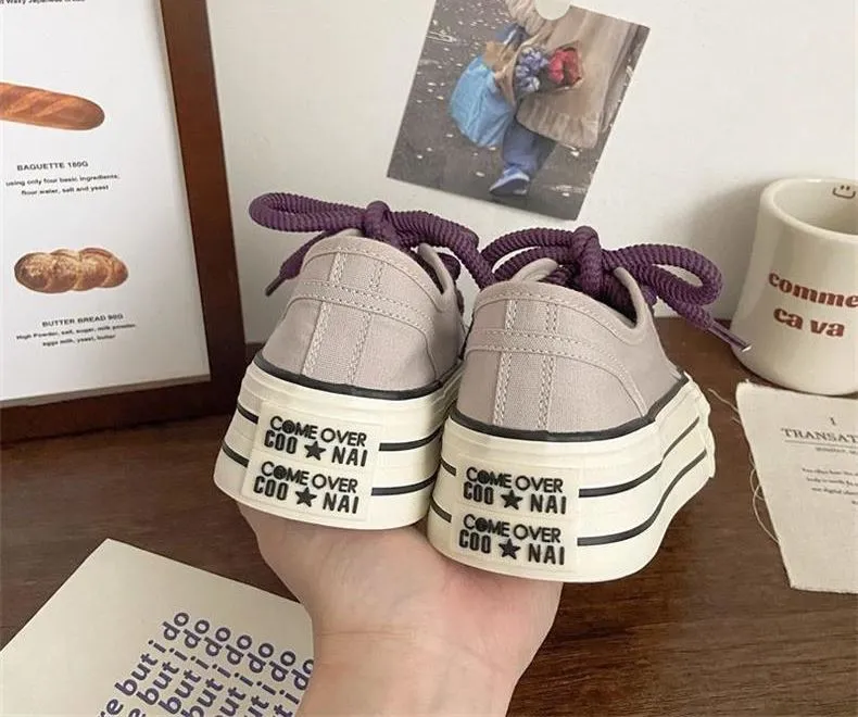 Scarpe da ginnastica con lacci, comode e traspiranti, stile campus, con punta tonda e suola spessa, stile retrò casual alla moda._voghion.com
