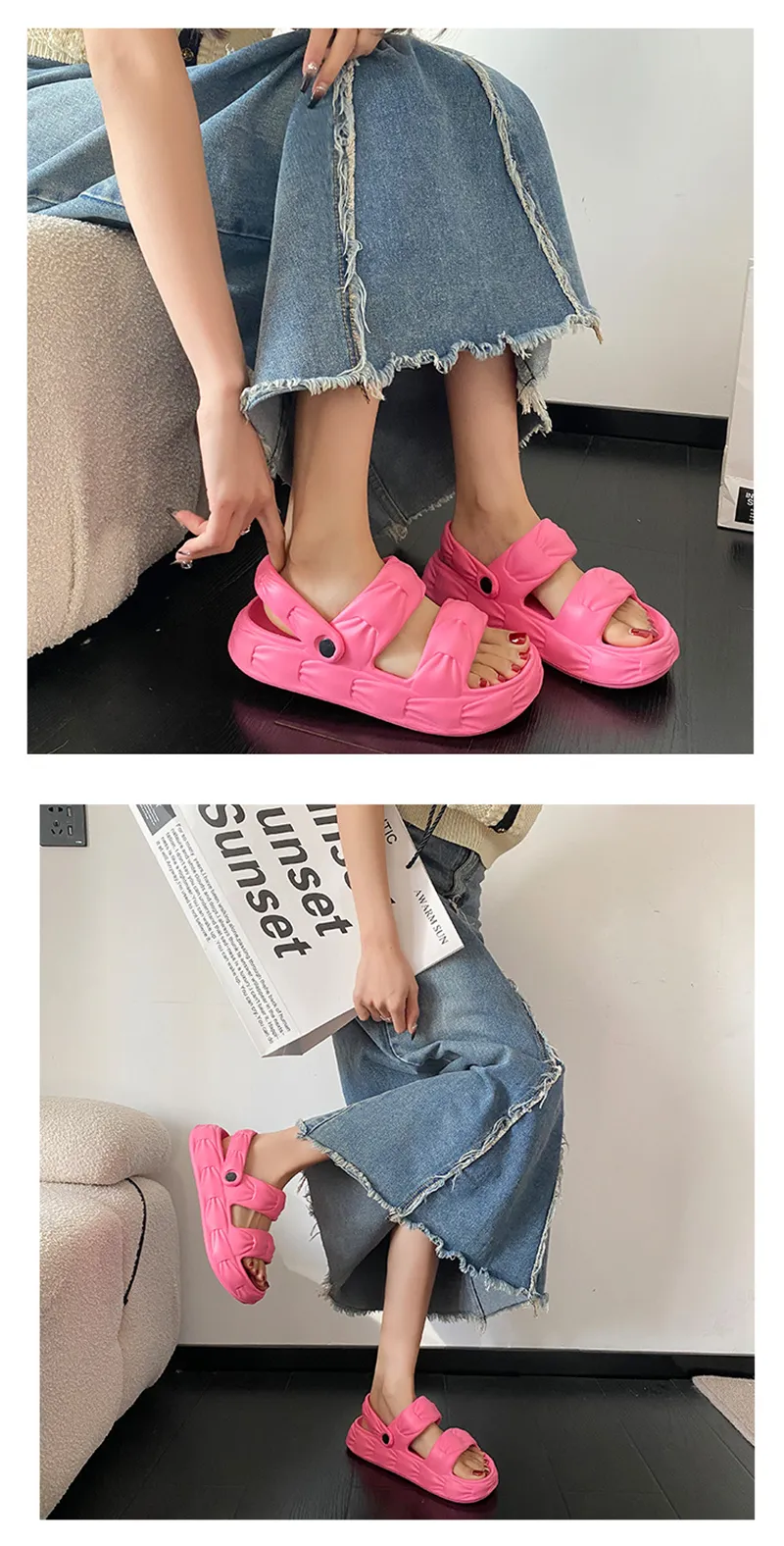 Women's Double Strap Eva Sandals Comfortable Non Slip Summer_voghion.com