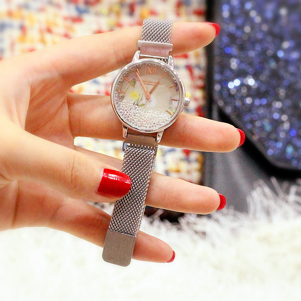 Orologio al quarzo da studente con cintura magnetica in rete da donna di tendenza moda 2024_voghion.com
