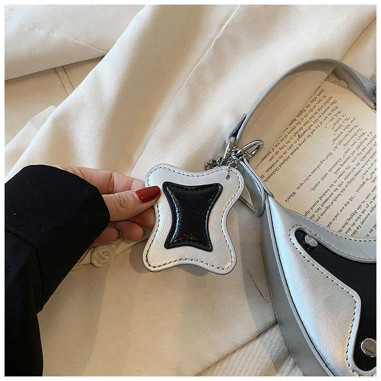 Y2k Shoulder Premium Pu Leather Mixed Color Rivet Fashion Handbag Retro Designer Women's Wallet Street Dressing Bag_voghion.com