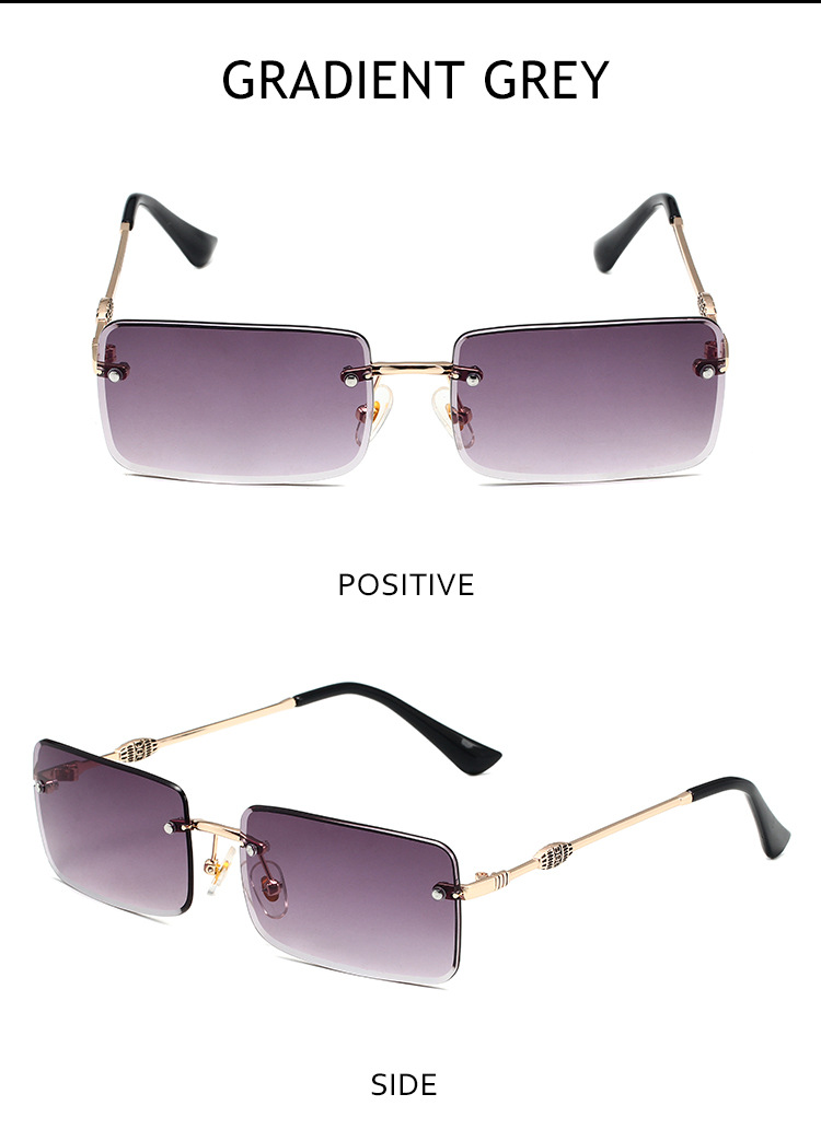 Herenzonnebrillen Eenvoudige frameloze vierkante metalen zonnebril Trendy heren- en damesmode Straatfotografie zonnebrillen Zonnebrillen_voghion.com