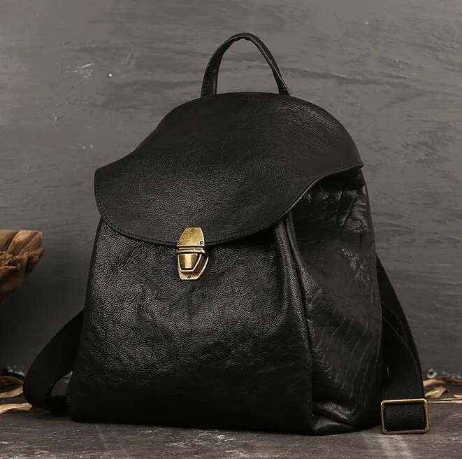 Sac à bandoulière double en cuir de vache pour femme, cartable rétro pour étudiante, sac à dos de voyage et de loisirs_voghion.com