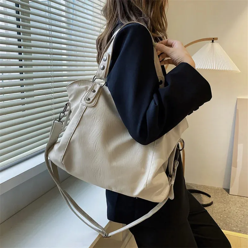 Grandi borse a tracolla nere da donna, grandi dimensioni, casual, tote bag di qualità in pelle PU, hobo, borsa a tracolla, da viaggio, da donna_voghion.com