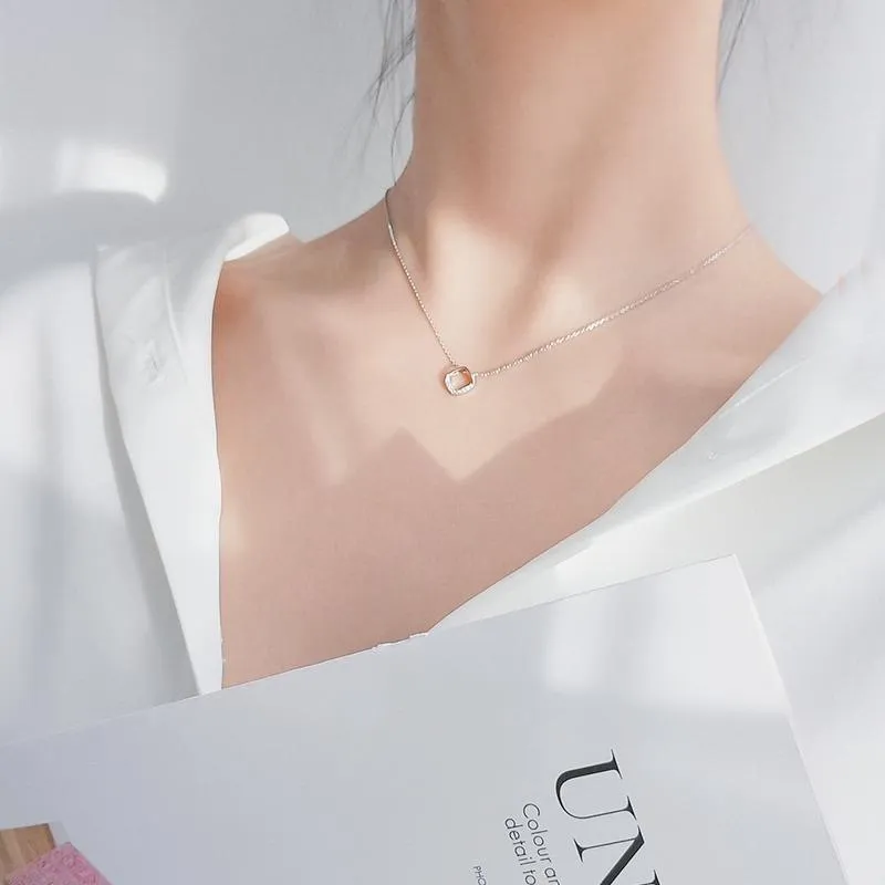 Versilberte Kristallhalskette Elegante Damen Kette Für Hochzeiten_voghion.com