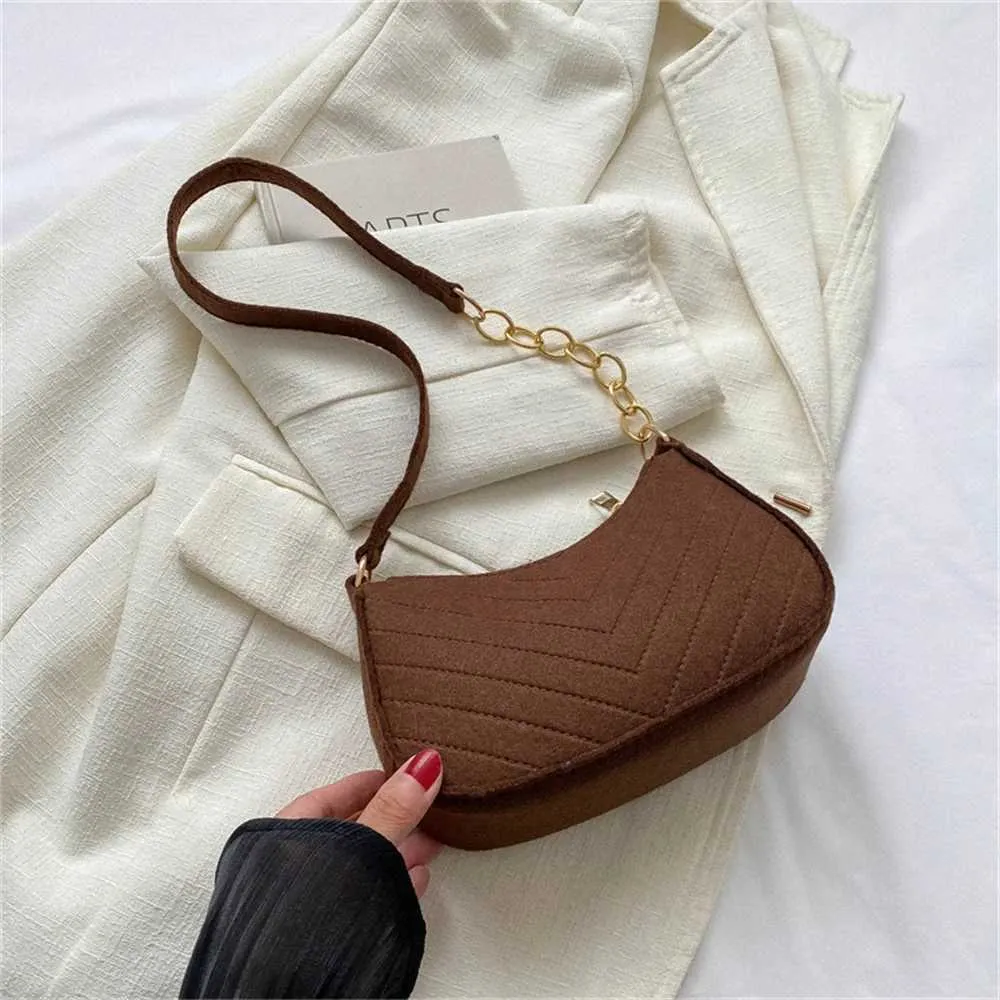Designertaske Ny dame retro Gerie ensfarvet skuldertaske afslappet pung, enkel og moderigtig krydsformet taske_voghion.com