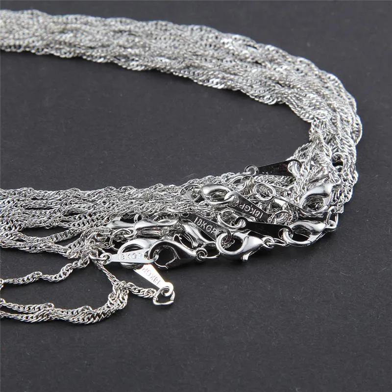 60 pezzi alla moda in lega con catena a onda d'acqua, collane da donna per la creazione di gioielli, accessori fai da te, argento, oro rosa_voghion.com