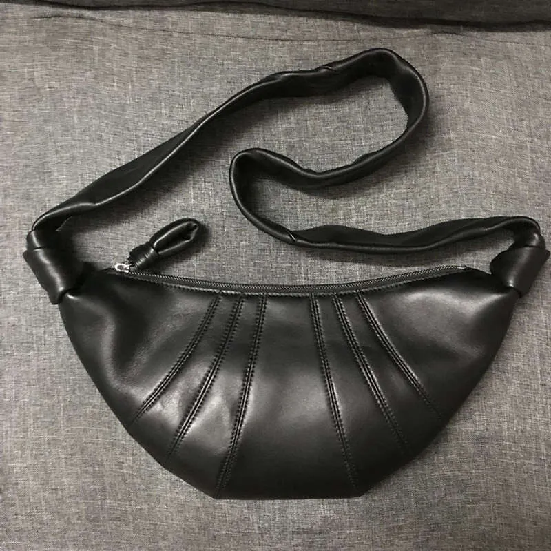 Croissant schoudertas voor dames van echt leer retro stijl_voghion.com