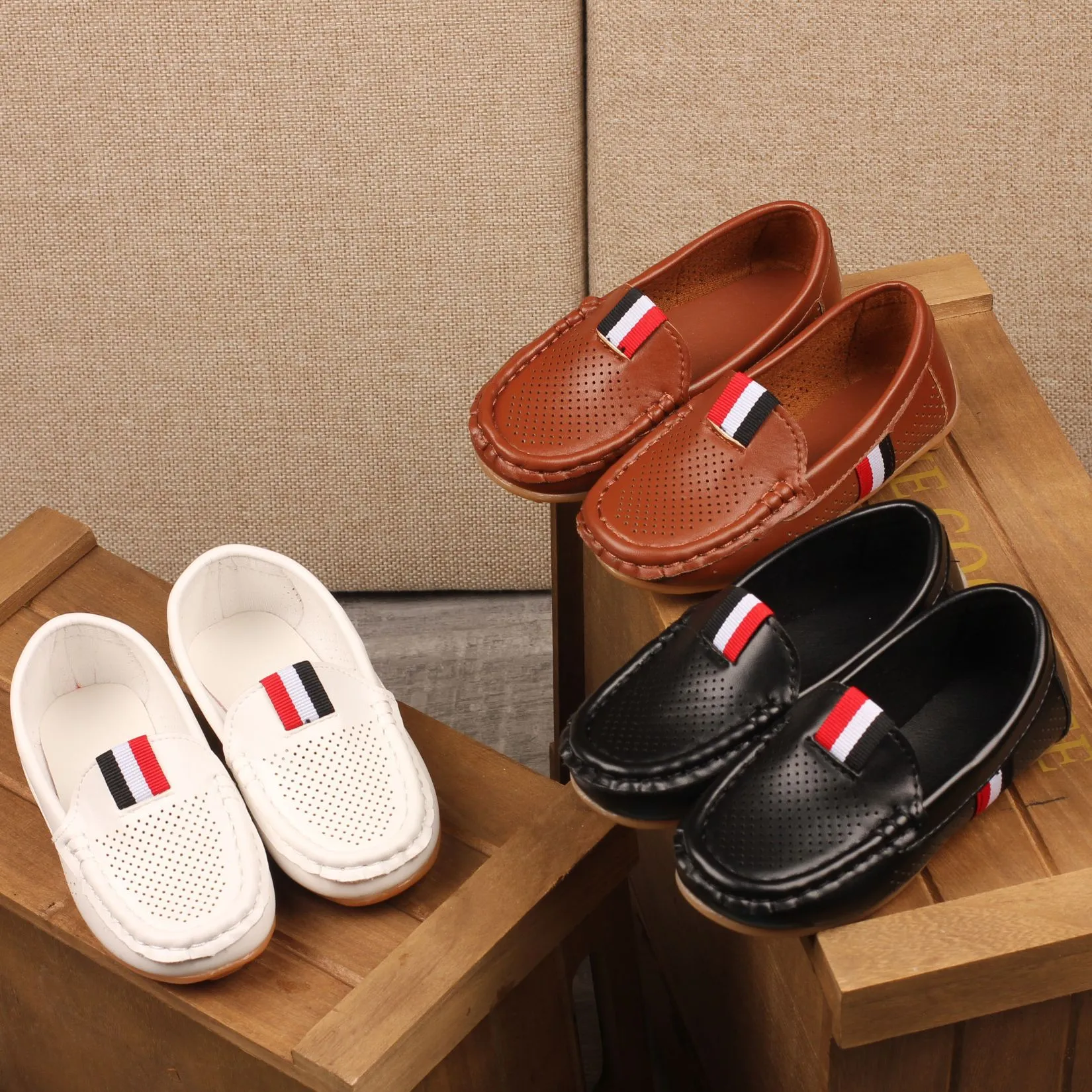 Kanner PU Lieder Jugend Casual Style Happysteps Weich bequem Loafers Slip on Klengkanner Kannerschong Gréissten US5C-US4Y_voghion.com