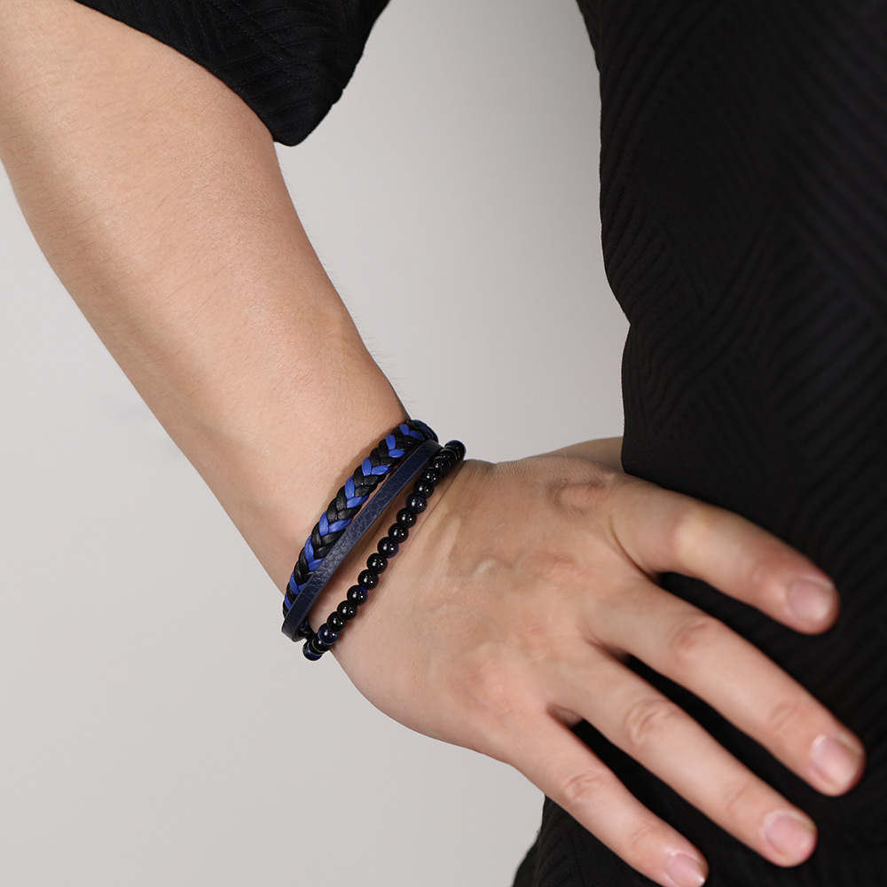 Source handgewebtes Lederarmband mit Tigerauge-Steinperlen_voghion.com