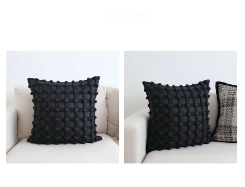 Cuscino per divano da soggiorno con cuscino cubico di lusso leggero, set di cuscini con griglia a bolle nere fredde,_voghion.com
