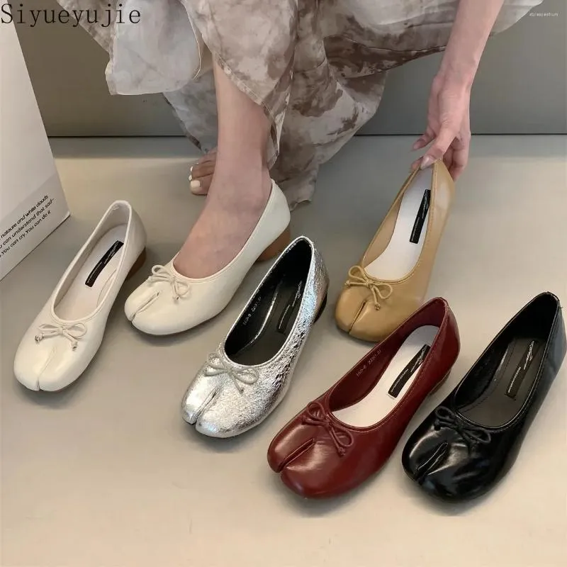 Pantofi sport casual cu vârf despicat, balerini Mary Jane din piele, balerini pentru femei, pantofi 2024, la modă, cu fundă, balerini pentru femei_voghion.com