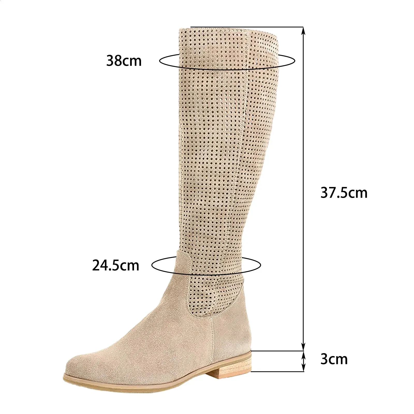 Autumn Winter Artificial Suede Casual Low Heels University Style Shoes Zipper 40-43 Womens Knee High Boots 241116_voghion.com