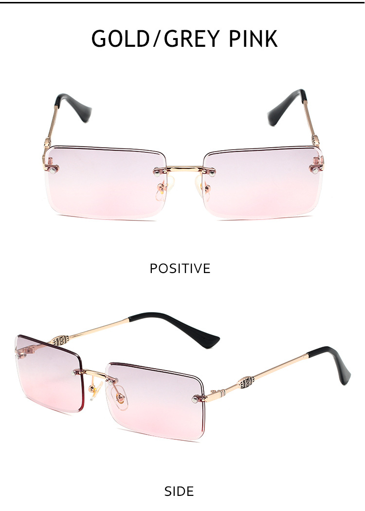 Herenzonnebrillen Eenvoudige frameloze vierkante metalen zonnebril Trendy heren- en damesmode Straatfotografie zonnebrillen Zonnebrillen_voghion.com