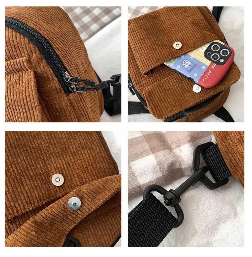 Kleiner Damen Mini Rucksack Aus Kord Für Freizeit Und Reisen_voghion.com