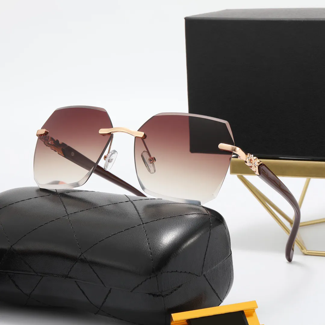 hexagonal womens sunglasses Frameless cutting lens leg design Gradient polychromatic literature and art fashion_voghion.com