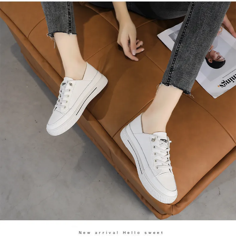 Genuine Leather Flat Bottomed Lightweight Small White With Mesh For Breathability Comfort Casual Board Shoes_voghion.com