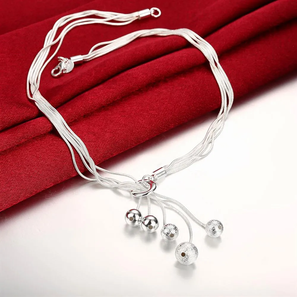 Ķēdes, modes zīmola Sterling Sier gludas pērlītes, kaklarotu piekariņi sievietēm, ballīšu, saderināšanās, kāzu dāvanas, rotaslietas_voghion.com