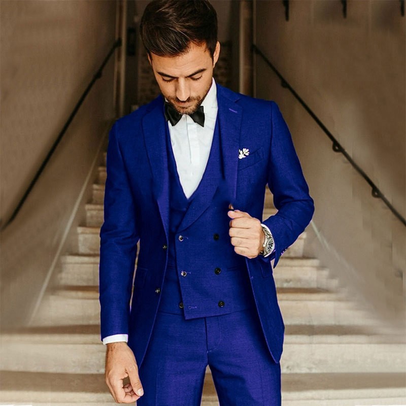 Nuova versione slim fit da sposo per uomo d'affari e per il tempo libero con colletto ribaltabile in tre pezzi, abiti da banchetto per uomo_voghion.com