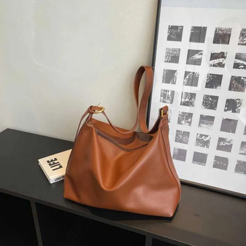 Lässige Schulter Mode Shopping Einfarbig Retro Große Designer Reißverschluss Damen Taschen Y241216_voghion.com