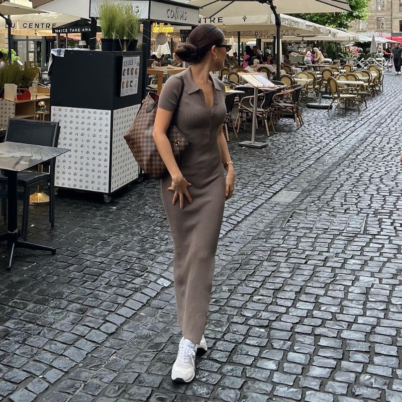 Women's Slim Fit Lapel Dress With Slit For Women's Elegant Style_voghion.com